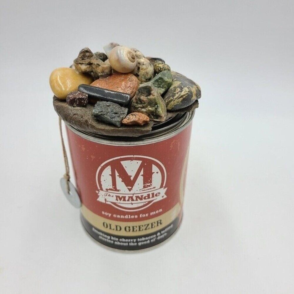 Eco Candle Co Soy Candle for Men The Mandle Old Geezer Paint Can Washer Rock Top